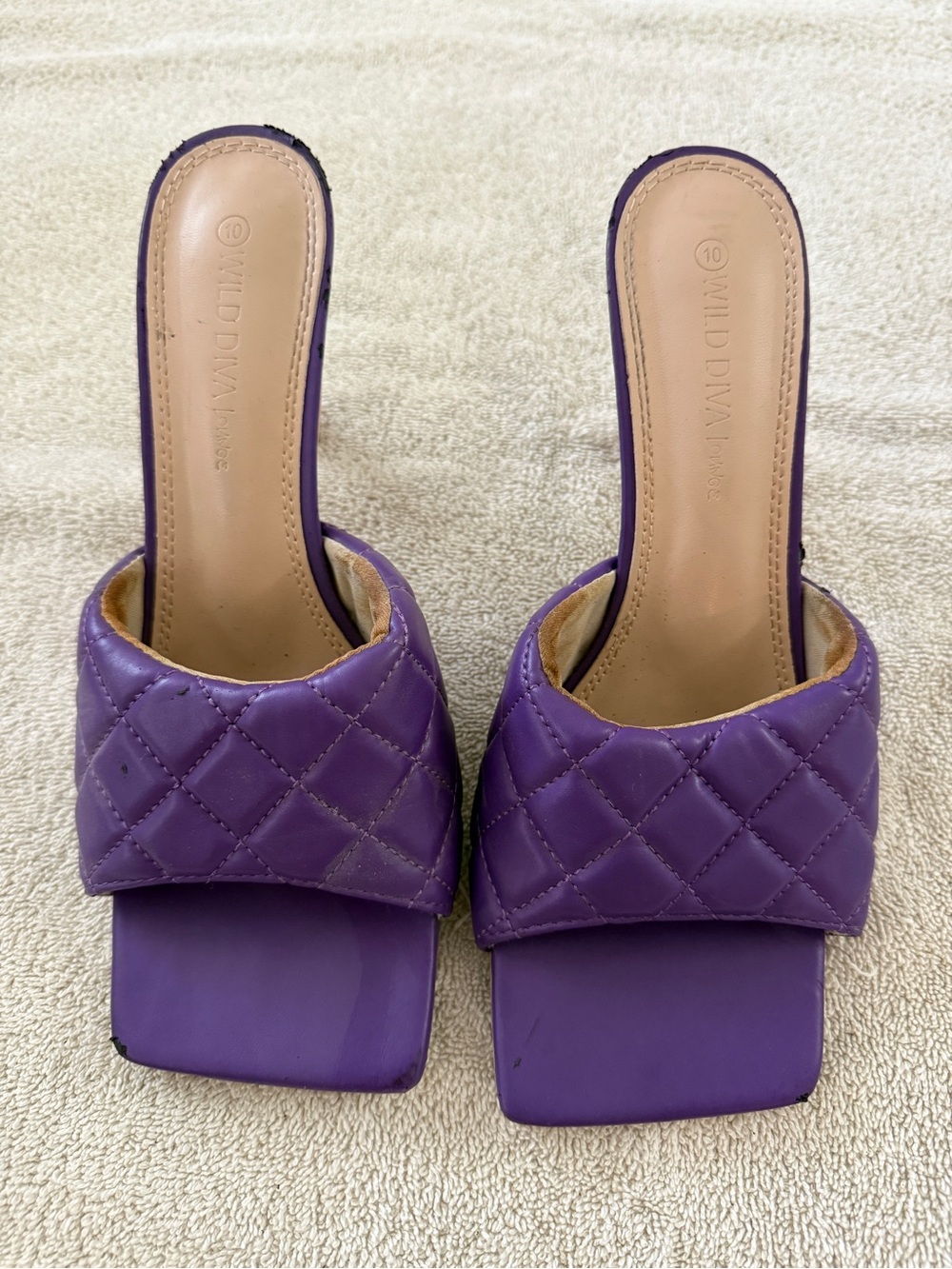 Wild Diva Quilted Purple Slide Mules